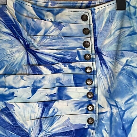 Retrofete Willa Blue Tie Dye Leather Skirt Small - Picture 3 of 14